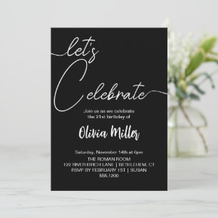 Let's Celebrate Black Birthday Party Invitation