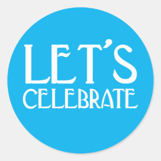 Let's Celebrate Blue Art Deco Birthday Classic Round Sticker