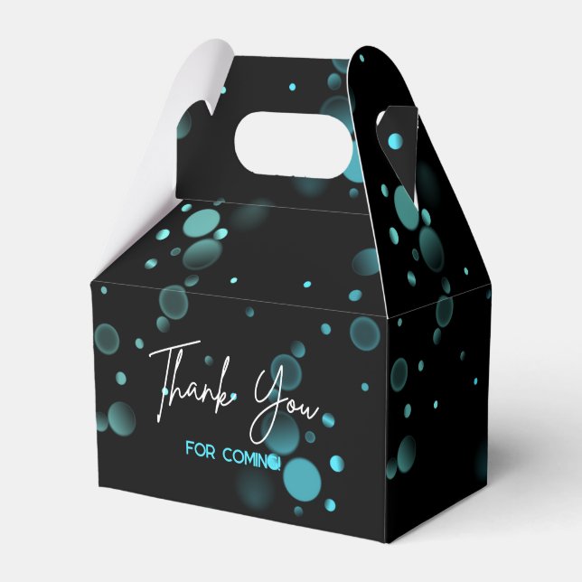 Let's Celebrate Blue Bokeh Gradient Black Birthday Favor Boxes (Front Side)