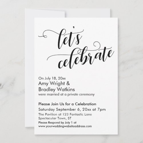 Lets Celebrate Calligraphy Post_Wedding Party Invitation