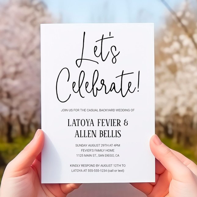 Let's Celebrate Casual Backyard Wedding Invitation (Creator Uploaded)