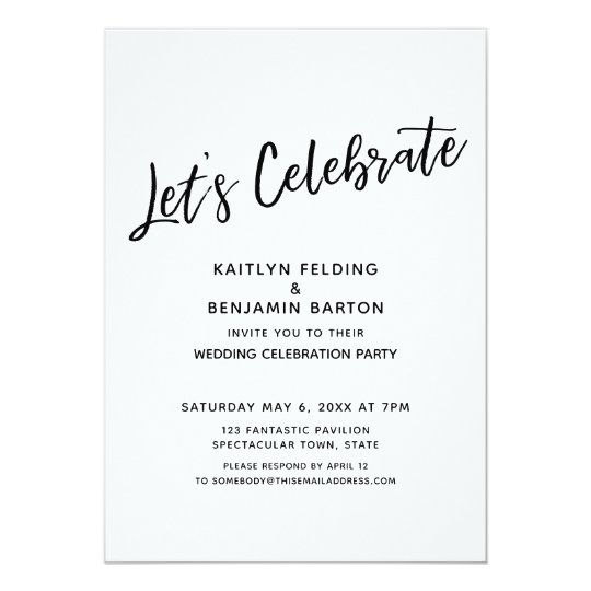 let s celebrate casual modern reception only invitation business reception invitation