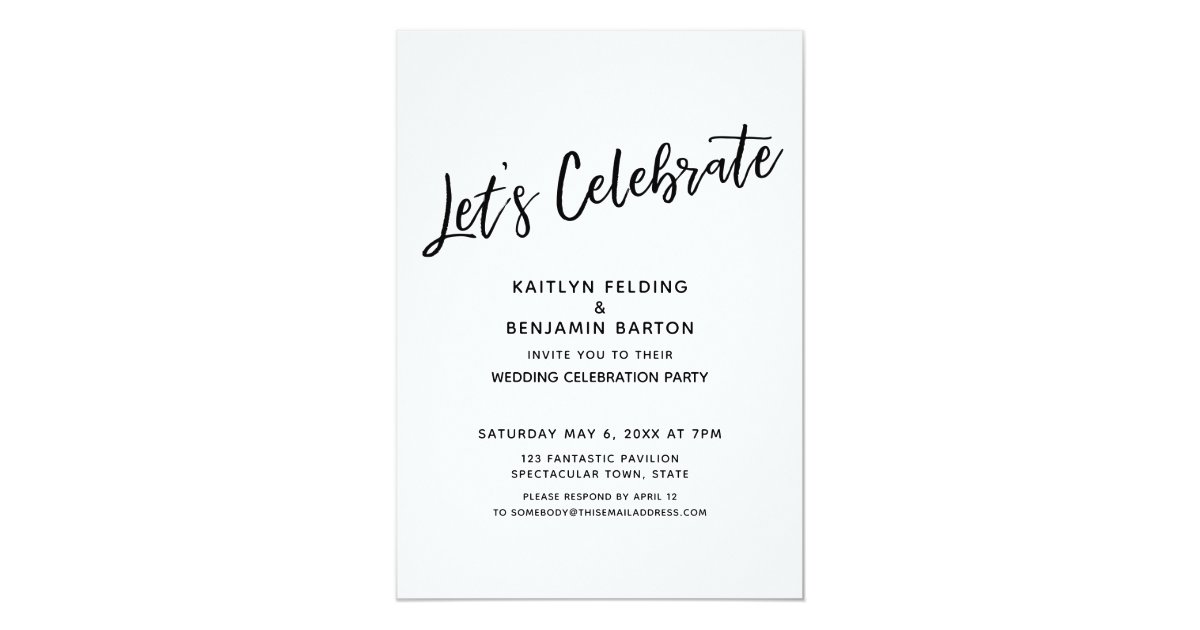 Let S Celebrate Casual Modern Reception Only Invitation Zazzle Com