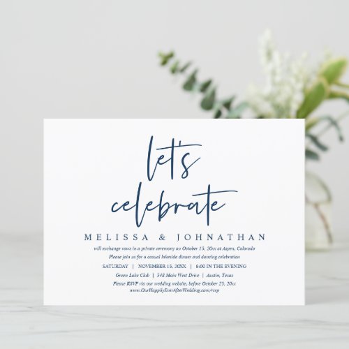 Lets Celebrate Casual Wedding Elopement Party In Invitation