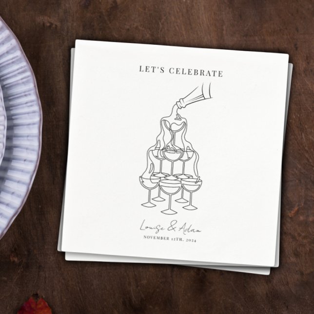 Let's Celebrate Champagne Tower Wedding Napkins (Let's celebrate champagne napkins)