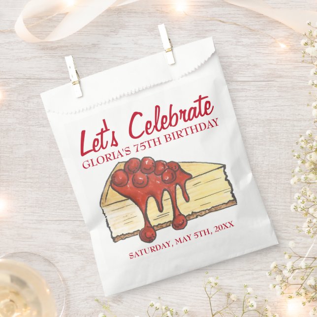 Let's Celebrate Cherry Cheesecake Dessert Birthday Favor Bag (Clipped)