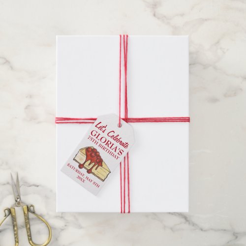 Lets Celebrate Cherry Cheesecake Dessert Birthday Gift Tags