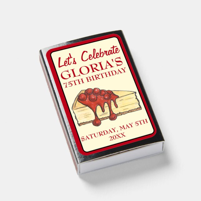Let's Celebrate Cherry Cheesecake Dessert Birthday Matchboxes (Front Closed)