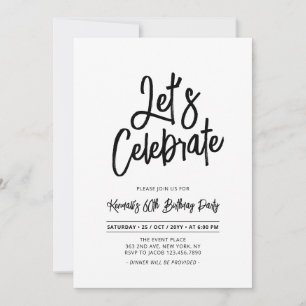 Let's Celebrate   Chic Script 60th Birthday Party Invitation