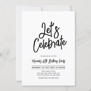 Let's Celebrate   Chic Script 60th Birthday Party Invitation