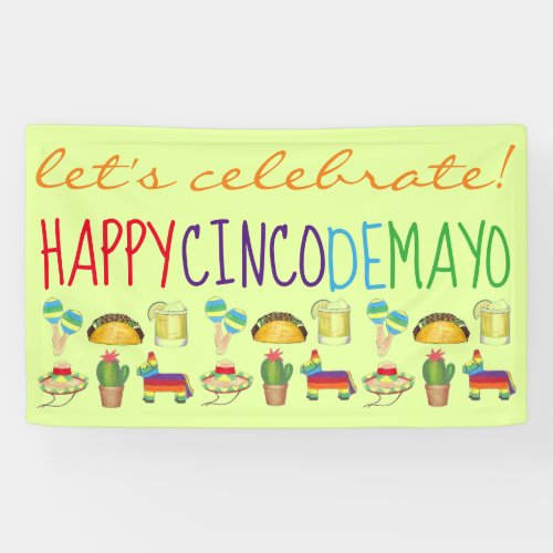 Lets Celebrate Cinco de Mayo Fiesta Party Decor Banner