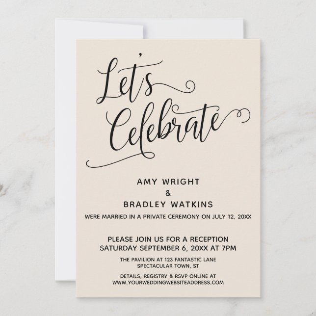Let's Celebrate Cream Post-Wedding Reception Invitation (Front)