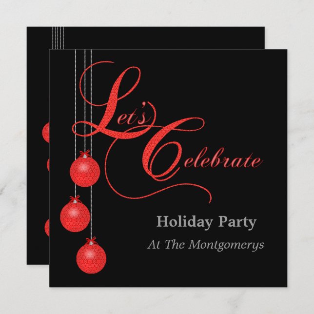 Let's Celebrate Custom Christmas Party Invitation (Front/Back)