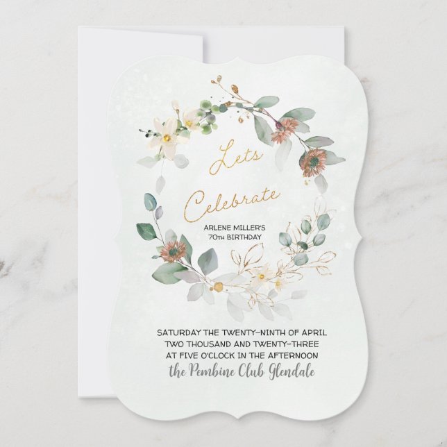 Lets Celebrate Editable Birthday Invitation Floral (Front)