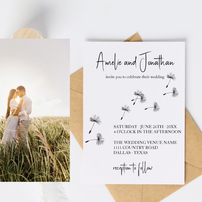 Let's Celebrate Elegant Dandelion Wish Photo Foil Invitation (Let's Celebrate Elegant Dandelion Wish Photo Foil Invitation)