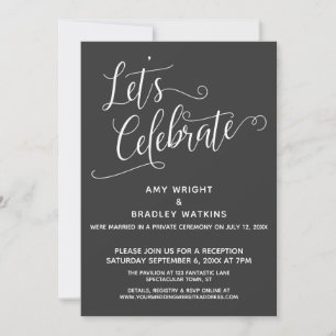 Let's Celebrate Elegant Dark Gray Reception-Only Invitation