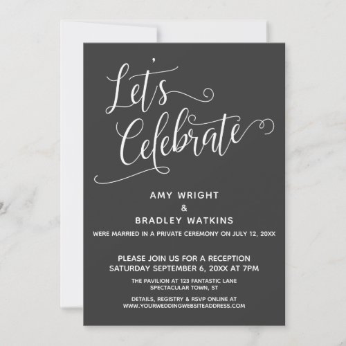Lets Celebrate Elegant Dark Gray Reception_Only Invitation