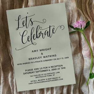 Let's Celebrate Elegant Sage Green Reception-Only Invitation