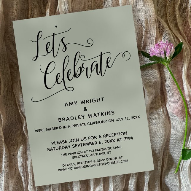 Let's Celebrate Elegant Sage Green Reception-Only Invitation (Creator Uploaded)