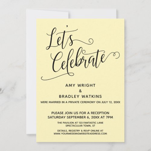 Lets Celebrate Elegant Yellow Reception_Only Invitation