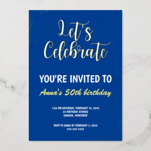 Lets Celebrate Foil Invitation