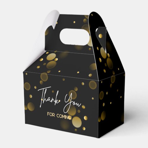 Lets Celebrate Gold Bokeh Gradient Black Birthday Favor Boxes