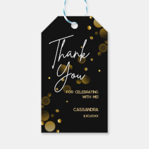 Let's Celebrate Gold Bokeh Gradient Black Birthday Gift Tags