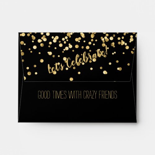 Lets Celebrate Gold Confetti Envelope