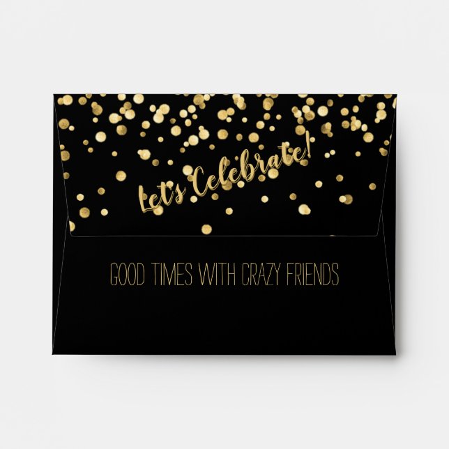 Lets Celebrate Gold Confetti Envelope (Back (Top Flap))