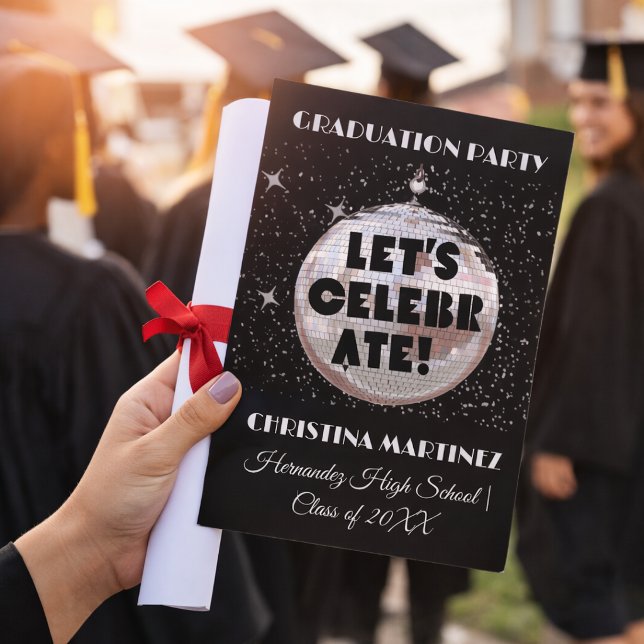 Let's Celebrate GRADUATION Disco Ball Party Invitation (Creator Uploaded)