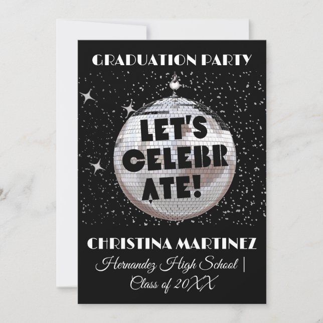 Let's Celebrate GRADUATION Disco Ball Party Invitation (Front)