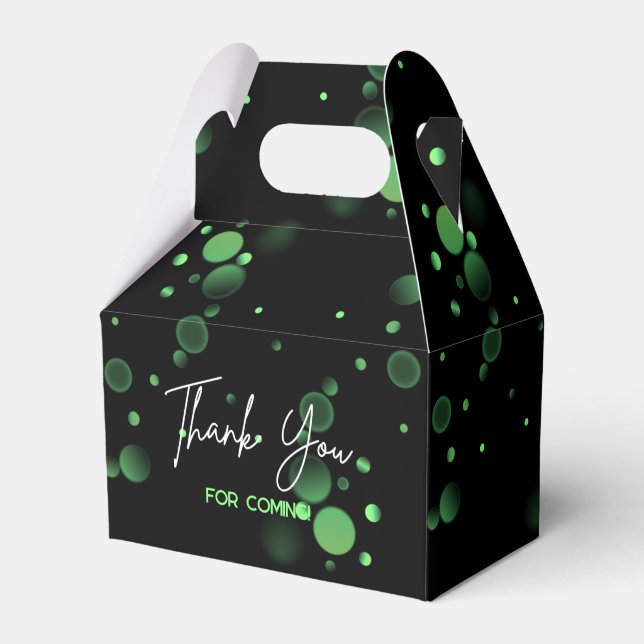 Let's Celebrate Green Bokeh Gradient Birthday Favor Boxes (Front Side)