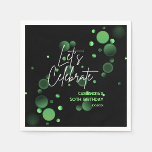 Let's Celebrate Green Bokeh Gradient Birthday Napkins