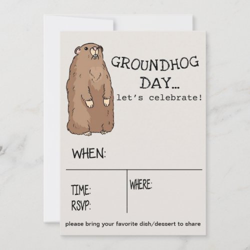 Lets Celebrate Groundhog Day Party Invitation