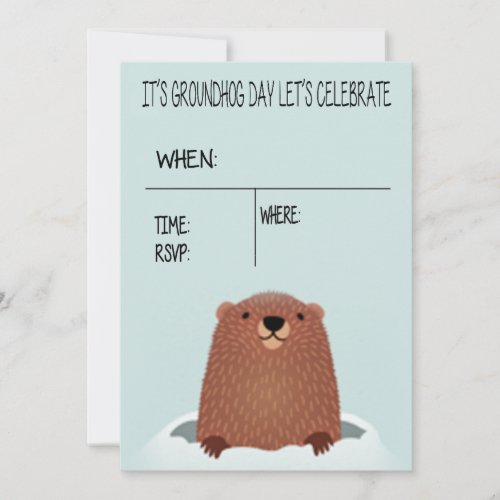 Lets Celebrate Groundhog Day Party Invitation