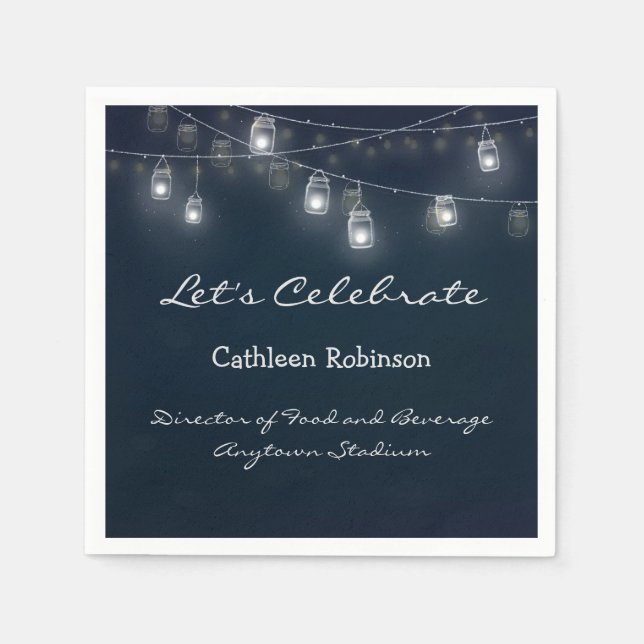 Let's Celebrate Honoree and Title Cafe Lights  Napkins (Front)
