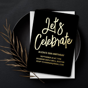 Let's Celebrate in Foil Birthday or Party Invitation
