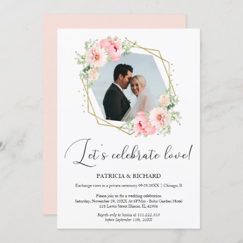 Lets Celebrate Love Eloped Wedding Reception Invitation