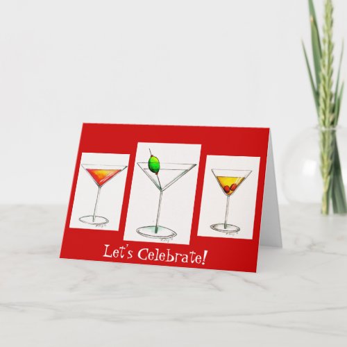 Lets Celebrate Martini Cosmo Cocktail Drinks Card