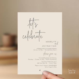 Let's Celebrate, Minimal Modern Wedding Reception Invitation