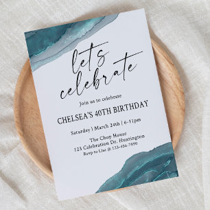 Let's Celebrate, Minimalist Birthday, Any Age, Invitation