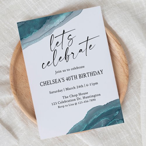 Lets Celebrate Minimalist Birthday Any Age  Invitation