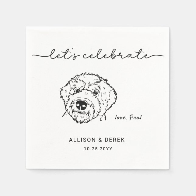 Let's Celebrate Modern Cute Pet Dog Lovers Wedding Napkins (Front)
