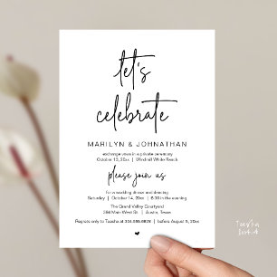 Let's Celebrate, Modern Minimal Wedding Reception Invitation