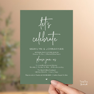 Let's Celebrate, Modern Minimal Wedding Reception Invitation