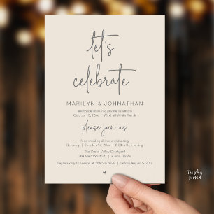 Let's Celebrate, Modern Minimal Wedding Reception Invitation