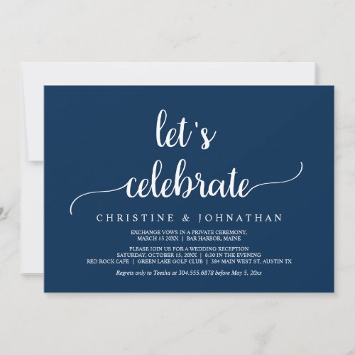 Lets Celebrate Modern Rustic Wedding Elopement I Invitation