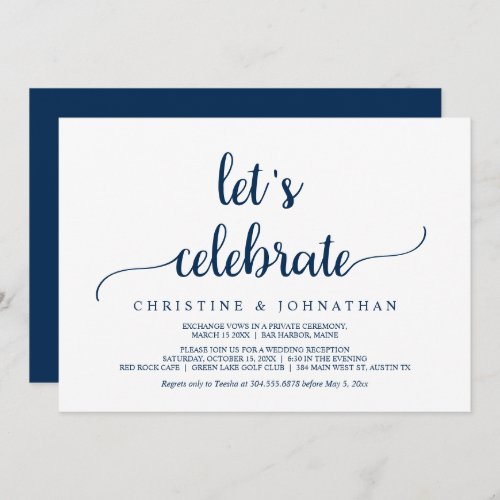 Lets Celebrate Modern Rustic Wedding Elopement Invitation