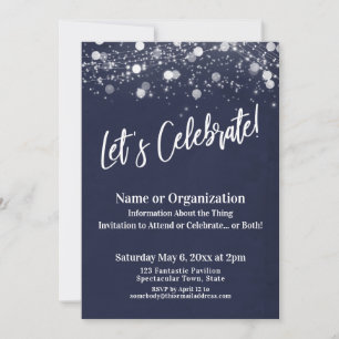 Let's Celebrate Navy Light Strings Multipurpose Invitation