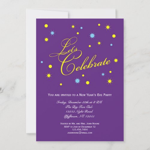 Lets Celebrate New Years Eve Party Invitation